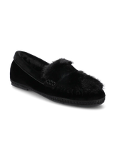 The Heron Loafer Cozy - Black Velvet Faux Fur