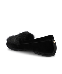 The Heron Loafer Cozy - Black Velvet Faux Fur