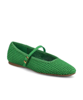 The Hummingbird Mary Jane - Kelly Green Woven Satin