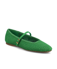 The Hummingbird Mary Jane - Kelly Green Woven Satin