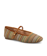 The Hummingbird Mary Jane Grosgrain - Tan Multi Stripe