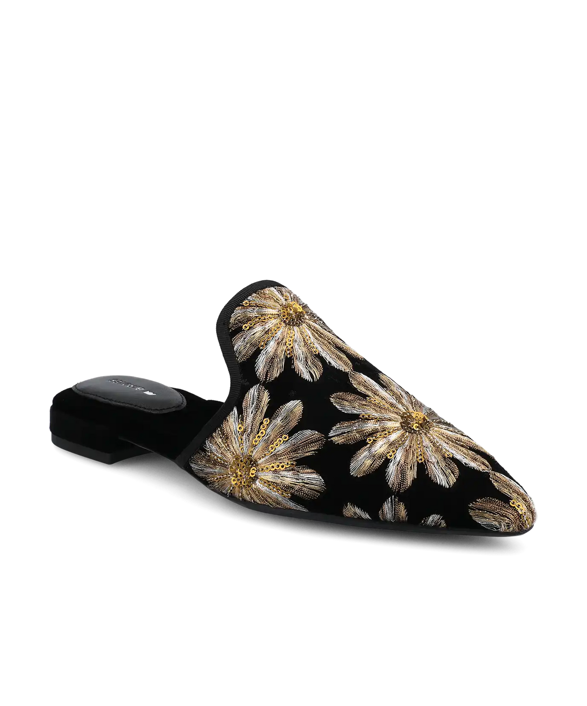 The Goldfinch 15 Mule - Black Gold Starburst Velvet