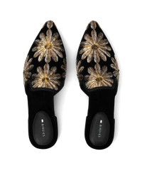 The Goldfinch 15 Mule - Black Gold Starburst Velvet