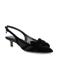 The Goldfinch Kitten Heel - Black Velvet Mesh