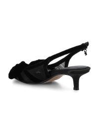 The Goldfinch Kitten Heel - Black Velvet Mesh