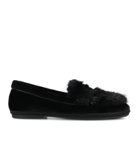 The Heron Loafer Cozy - Black Velvet Faux Fur