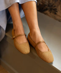 The Hummingbird Mary Jane - Gold Woven Satin