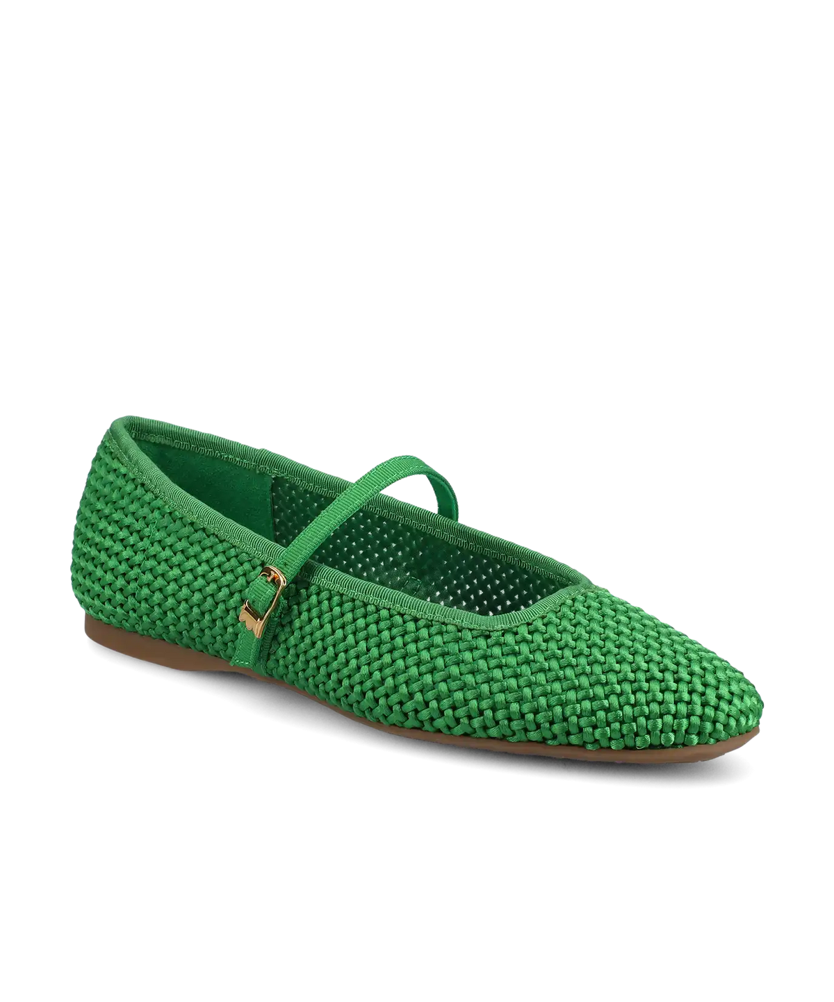 The Hummingbird Mary Jane - Kelly Green Woven Satin