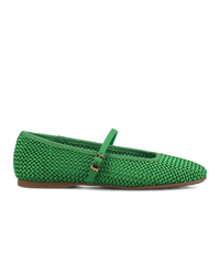 The Hummingbird Mary Jane - Kelly Green Woven Satin
