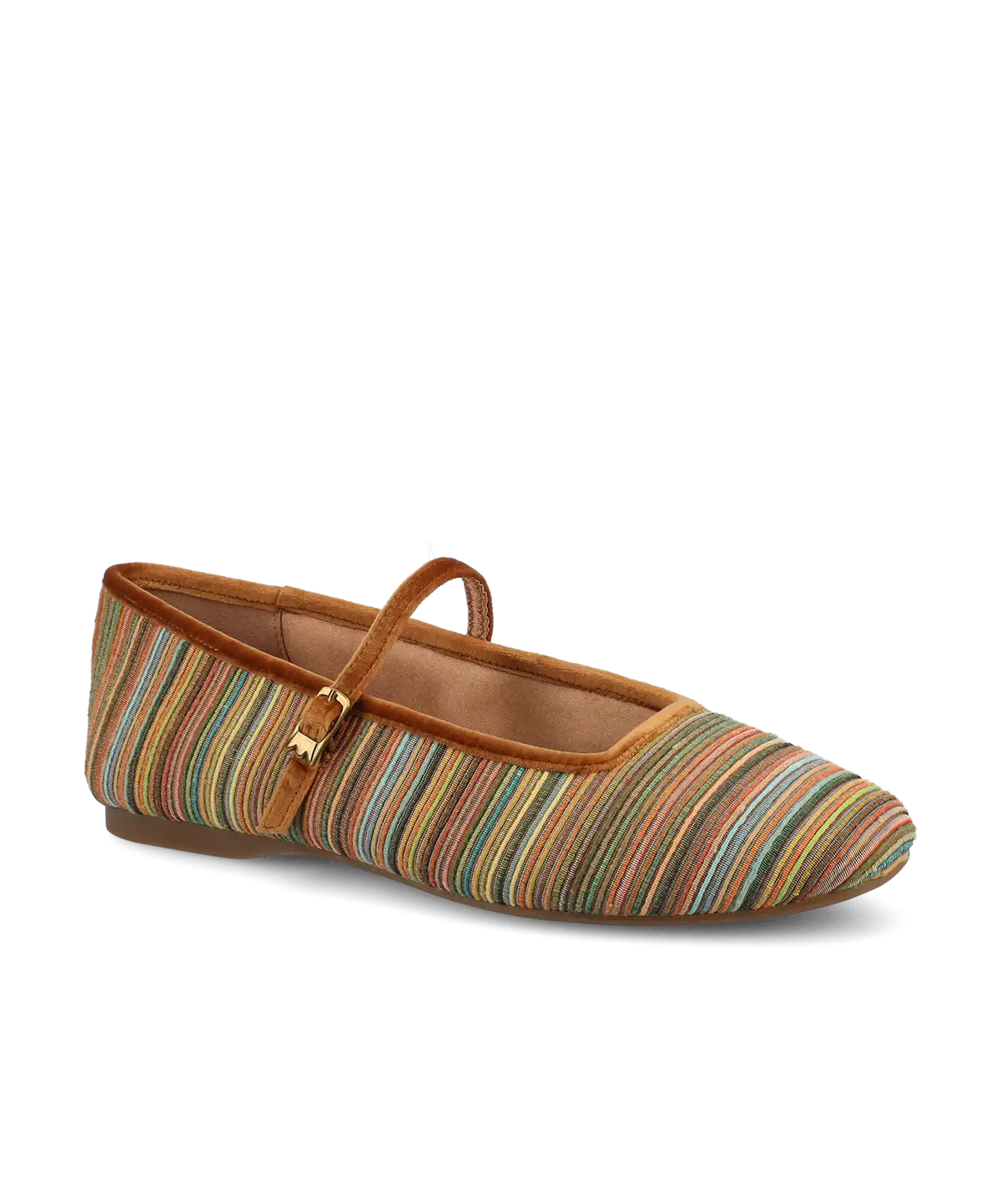 The Hummingbird Mary Jane Grosgrain - Tan Multi Stripe