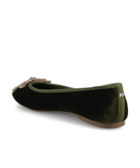 The Hummingbird - Evergreen Velvet Jeweled Bow