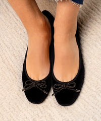 The Hummingbird - Black Velvet Jeweled Bow