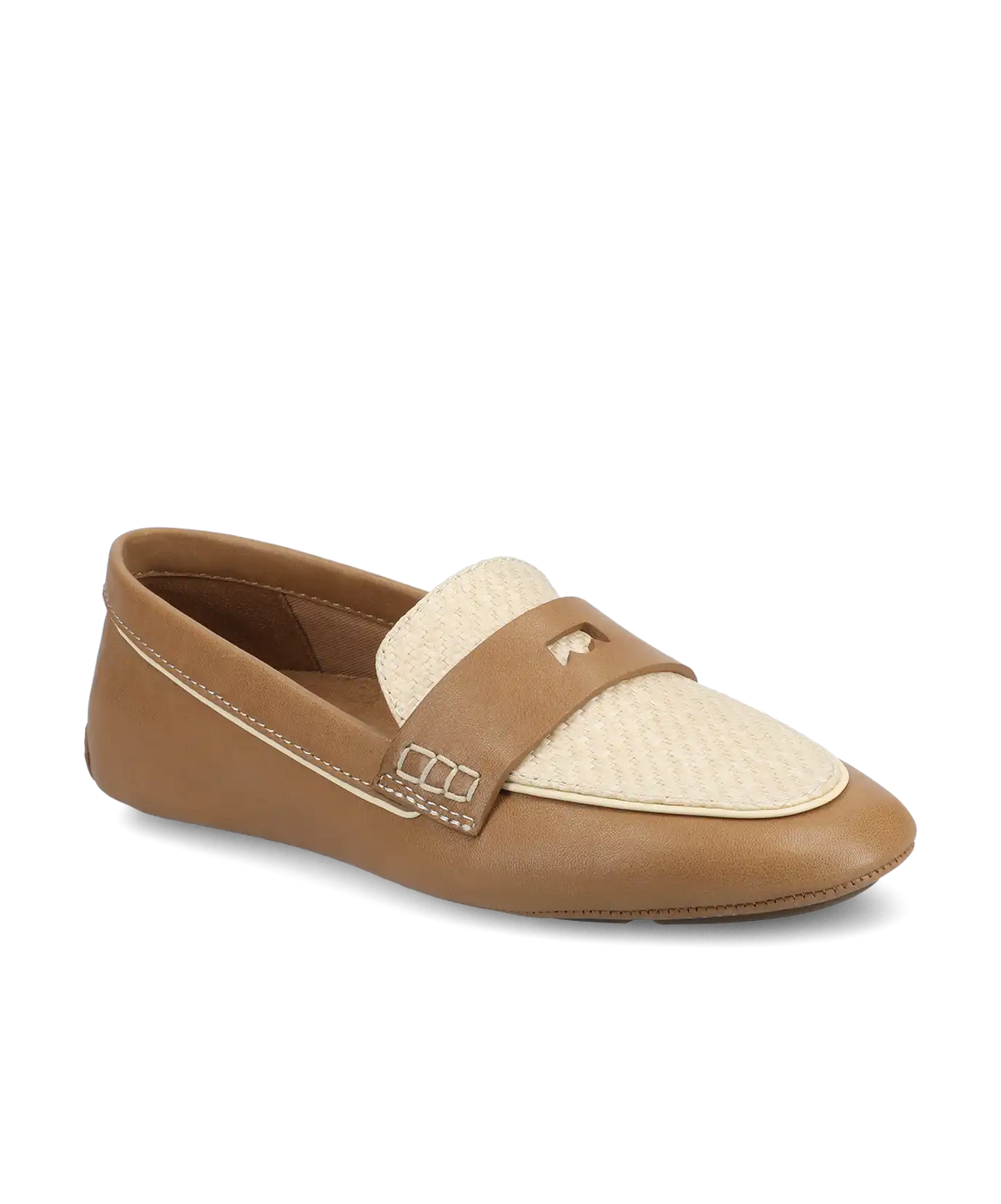 The Vesper Driver - Cappuccino Leather Raffia